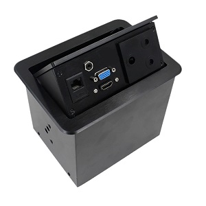 Gas_pop_up_panel_for_desk_top_3_pin_plug Pop-Up Box 1P (1x VGA, 1X HDMI, 2x Ethernet & 1x Audio) - Image 1