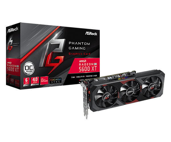 ASROCK AMD RX 5600 XT Phantom Gaming D3 6G OC Graphic Card